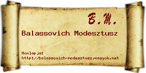 Balassovich Modesztusz névjegykártya